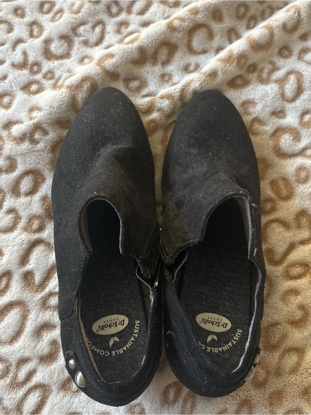 Dr. Scholl's Black Suede Ankle Booties - Low Heel Slip-On